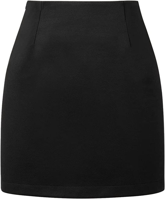 Damen Karierter Minirock mit hohem Bund und seitlichen Eingrifftaschen EB
