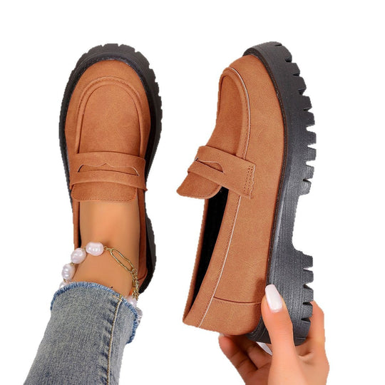 Damen Chunky Loafers mit rutschfester Gummisohle und modischem Obermaterial EB