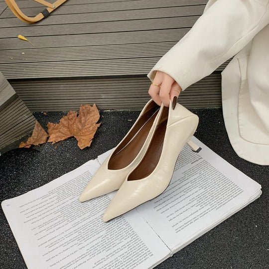 Damen elegante Slingback-Pumps mit spitzem Design und modischem Blockabsatz EB