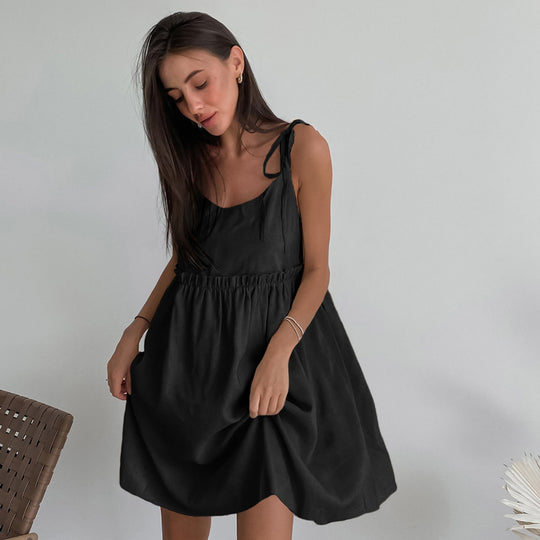Damen Trägerkleid mit elastischem Bund und verstellbaren Trägern EB
