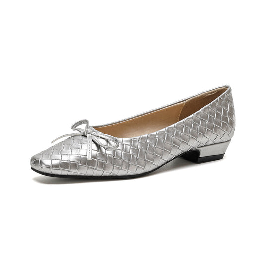 Damen Ballerinas mit hochwertigem geflochtenem Design und zartem Schleifendetail EB
