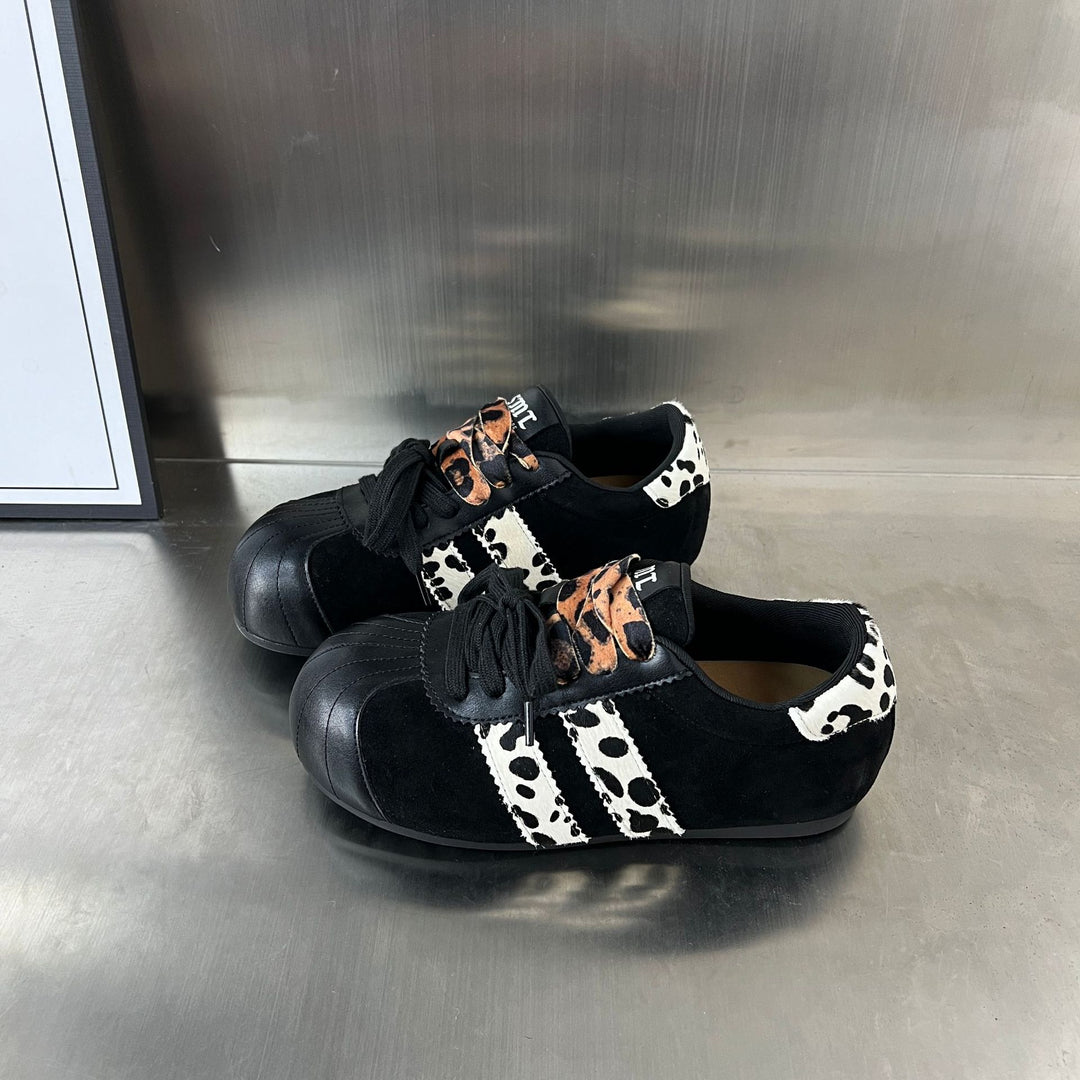 Damen Sneakers im angesagten Tierdruck-Design mit hochwertigem Wildleder und robustem Gummifußbett EB