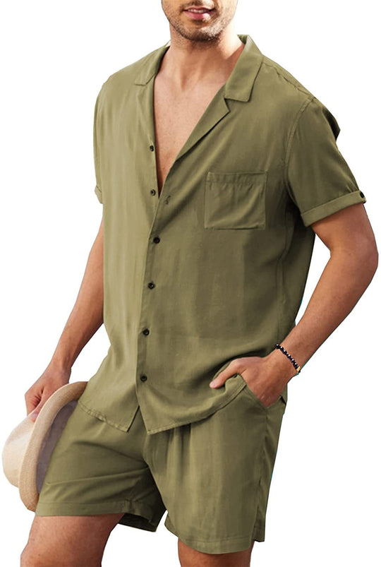Herren Lässiges Kurzarm-Hemd und Shorts Set EB