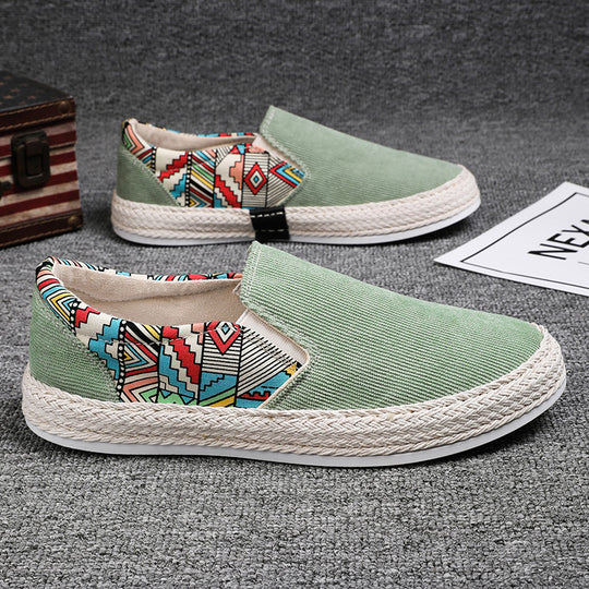 Damen Slip-On Espadrilles mit buntem Ethnodruck EB