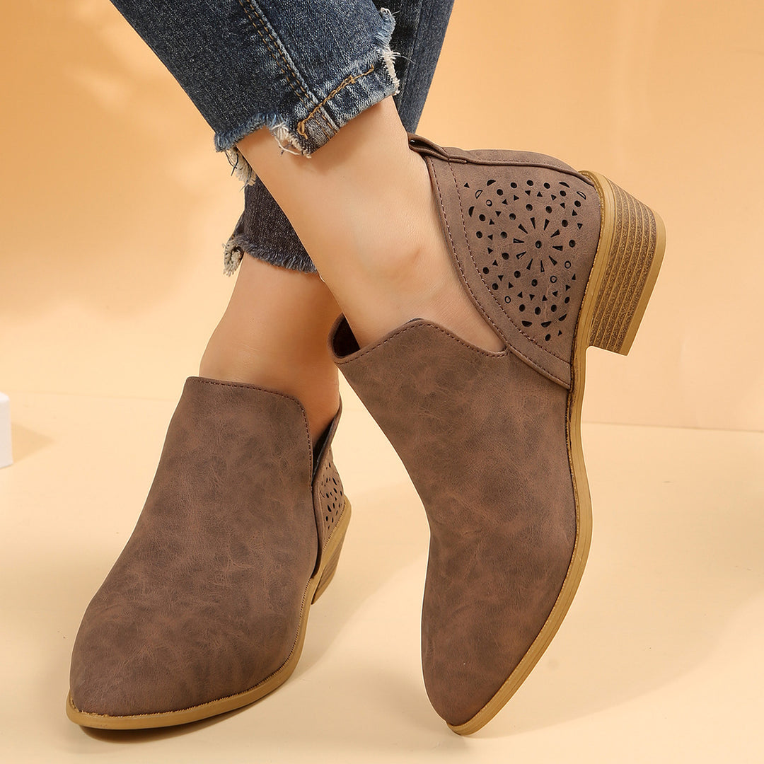Damen Elegante Ankle Boots mit luftiger Lochmuster-Optik EB