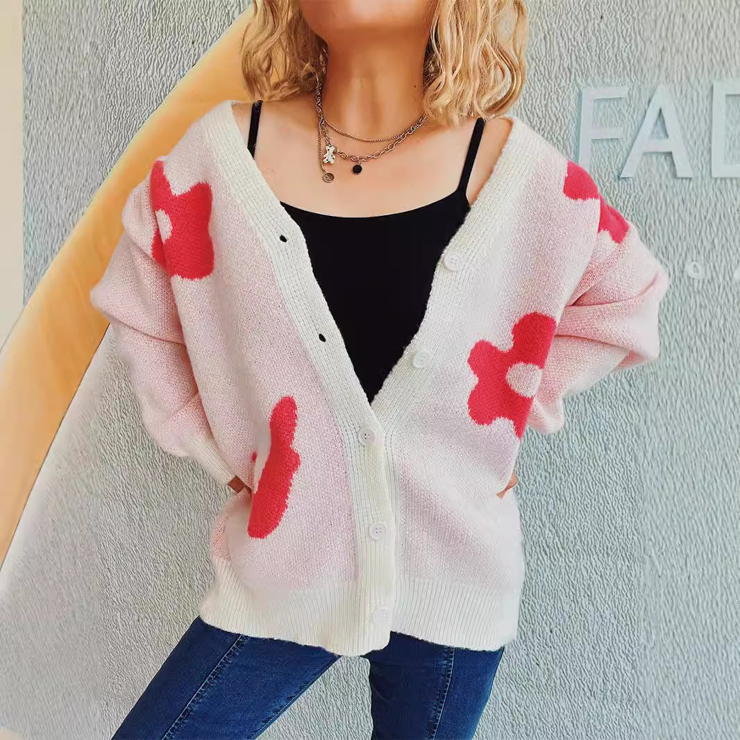 Damen gemütliche Strickjacke mit verspielten Motivakzenten EB