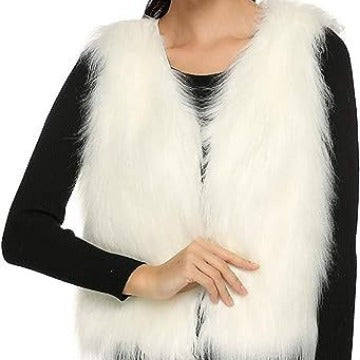 Damen Elegante Kunstpelz-Weste EB