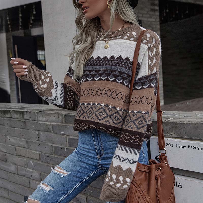 EB | Geometrischer Strickpullover Mit Stilvollem Muster