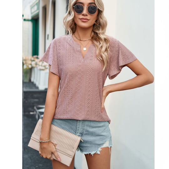 Damen Luftiges Blusenshirt mit effektvollem Lochmuster EB