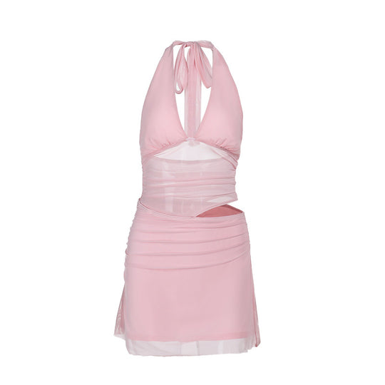 Damen schulterfreies Badeanzugkleid mit sexy Wickeldesign und figurformender Silhouette EB