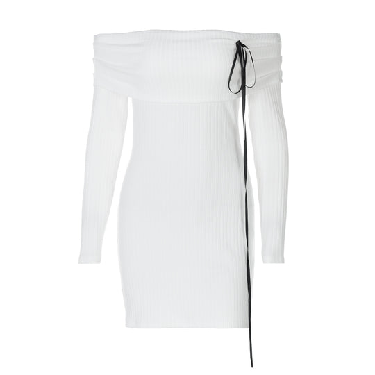 Damen Off-Shoulder Kleid mit eleganten Riemen EB
