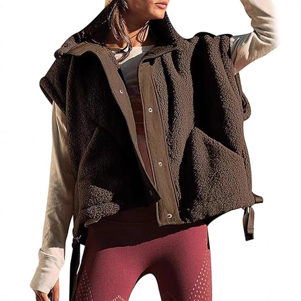 Damen weiche Teddy-Weste mit praktischem Schnitt EB