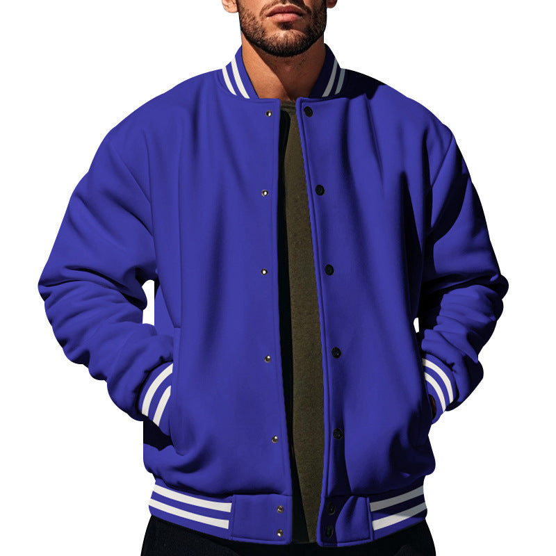 Herren nan schlanke Collegejacke im Collegestil mit Druckknopfleiste und kontrastierenden Rippbündchen EB
