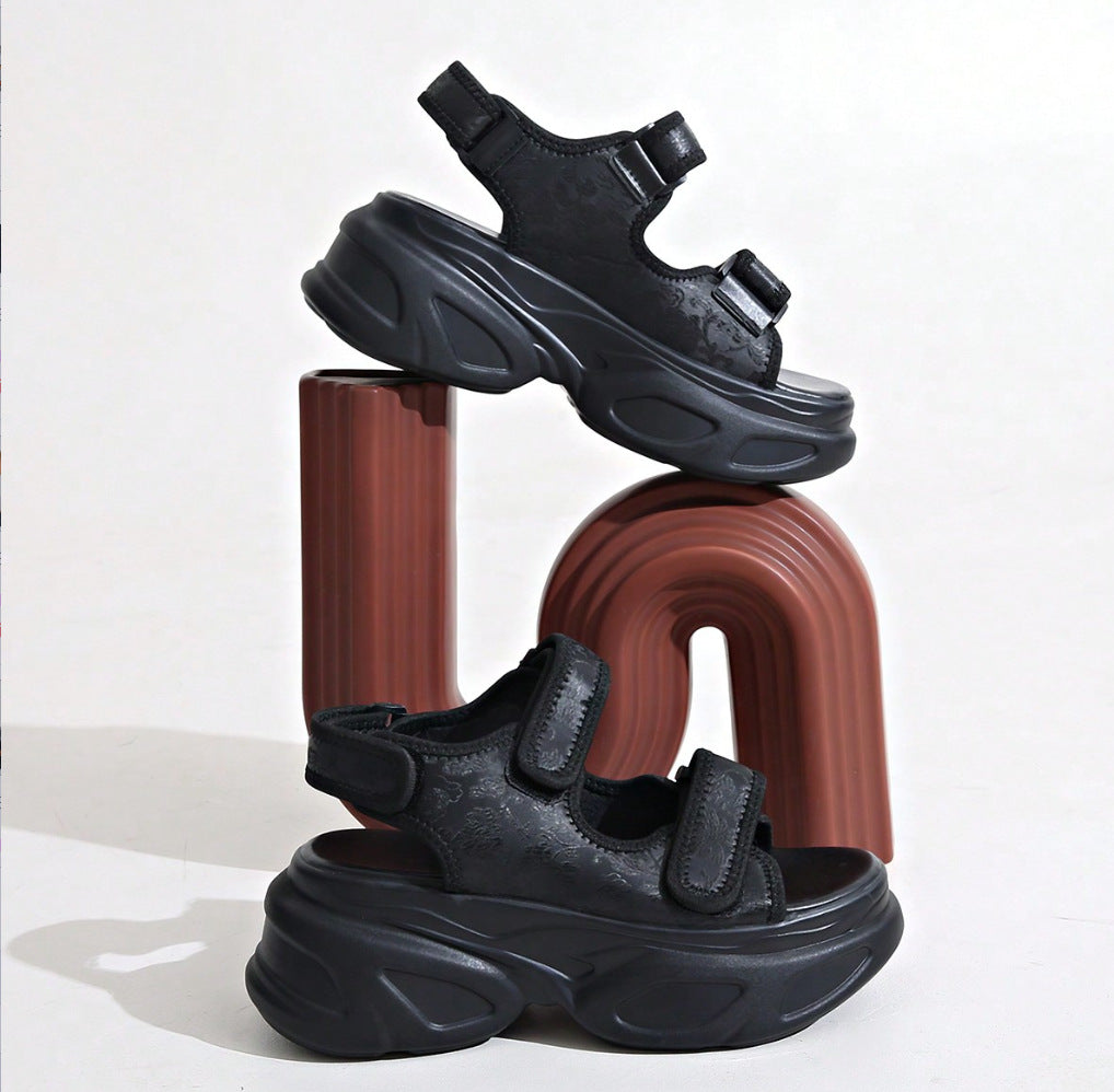 Damen Glamouröse Plateau-Sandalen mit verstellbaren Riemen und funkelnden Applikationen EB