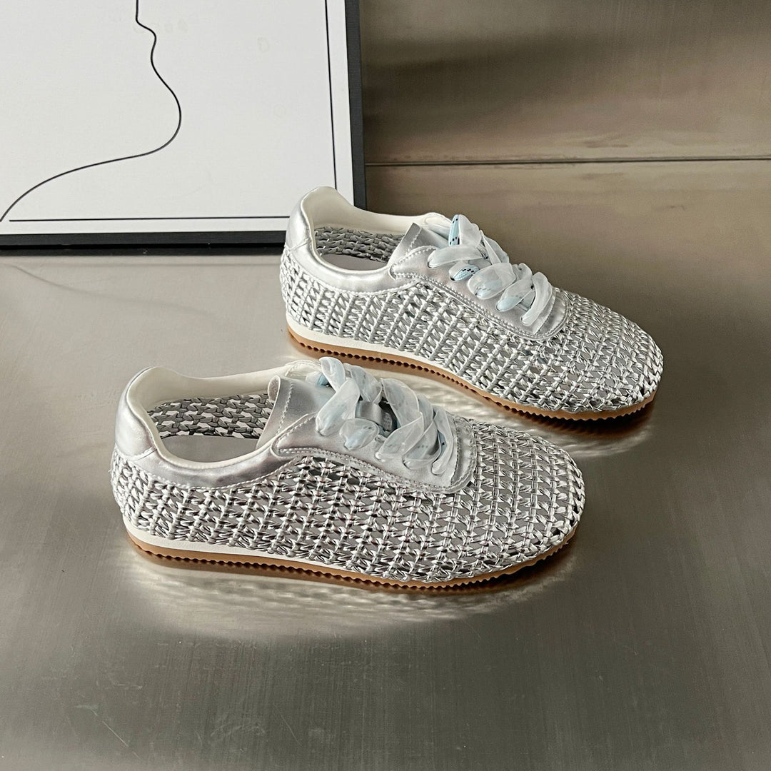 Damen Atmungsaktive Lace-Up Sneakers mit modischem Netzdesign EB