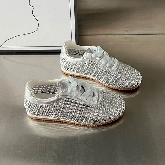 Damen Atmungsaktive Lace-Up Sneakers mit modischem Netzdesign EB