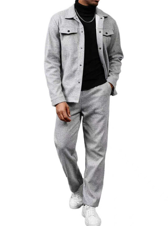 Herren nan zweiteiliges Overshirt- und Relaxhose-Set aus weichem Baumwollfrottee mit Druckknopfleiste und Tunnelzug EB