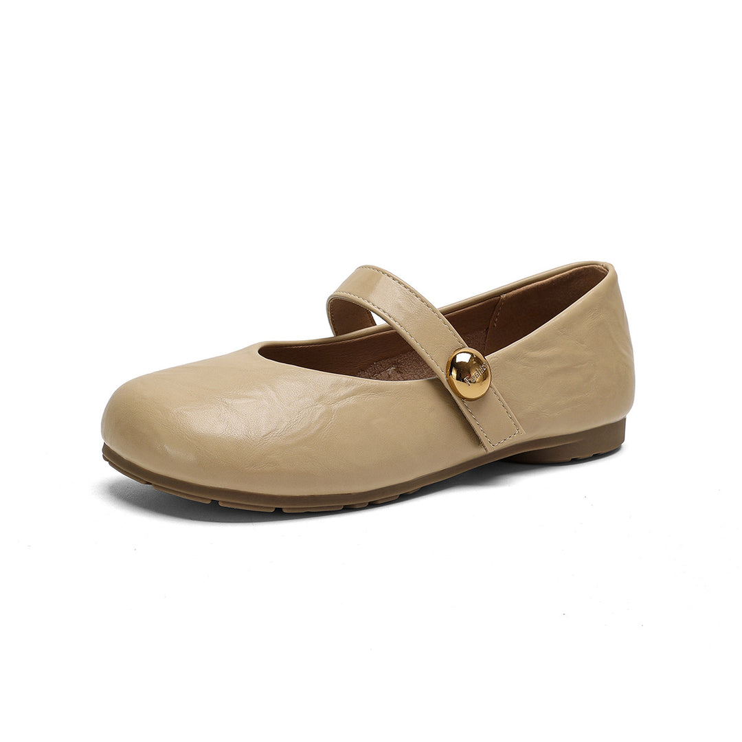 Damen Ballerinas mit elegantem Riemen und modischem Knopfdetail EB