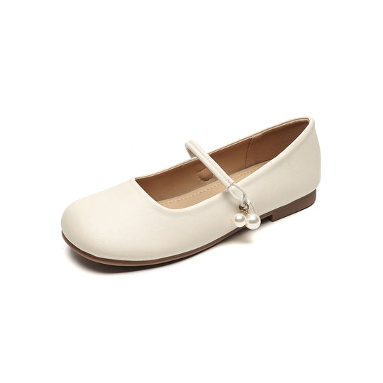 Damen Ballerinas mit modischem Riemchen und Perlenanhängern EB