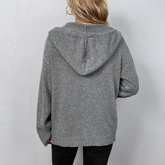 Damen modische Strickjacke mit übergroßem Schnitt und praktischen Taschen EB