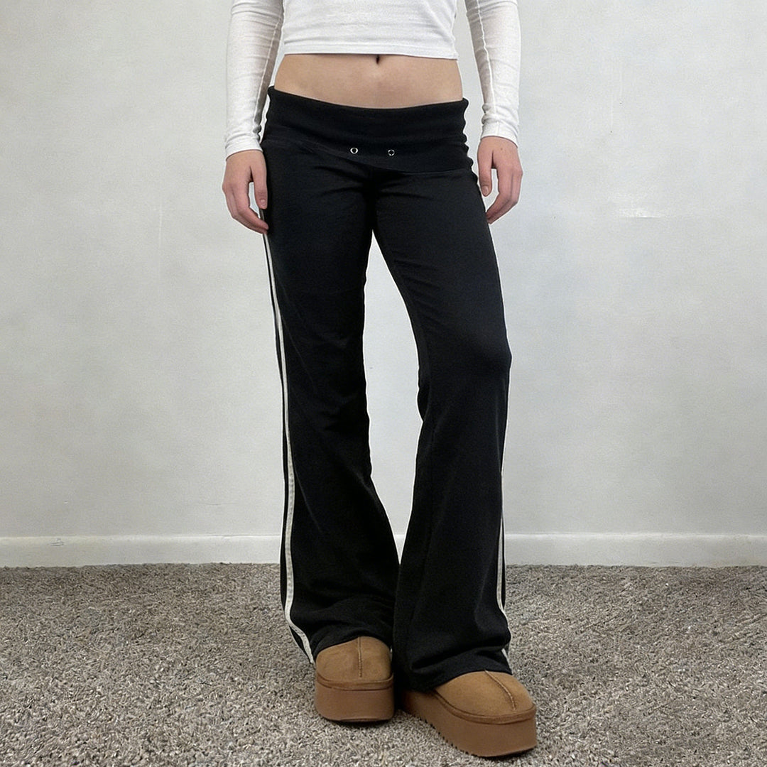 Damen Fließende Palazzo-Hose mit hohem Bund und dekorativen Ösen EB