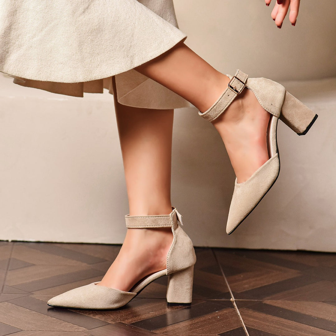Damen elegante Slingback-Pumps mit hohem Blockabsatz EB
