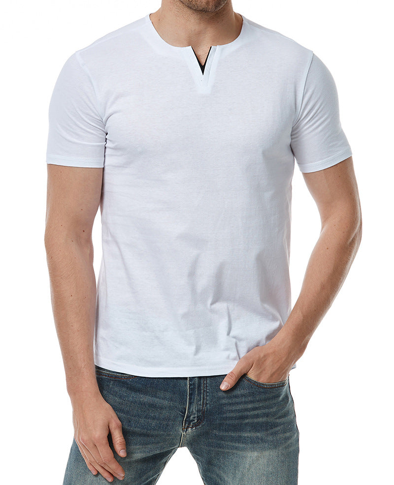Herren Kurzarm-Henley-Shirt mit modernem Ausschnitt und bequemer Passform EB