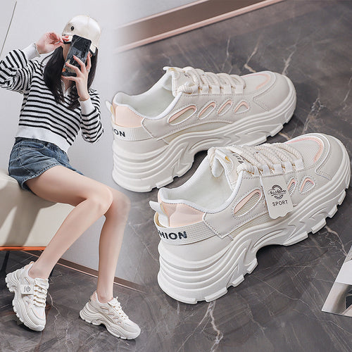 Damen Trendige Chunky Sneakers mit atmungsaktivem Obermaterial und dämpfender Sohle EB