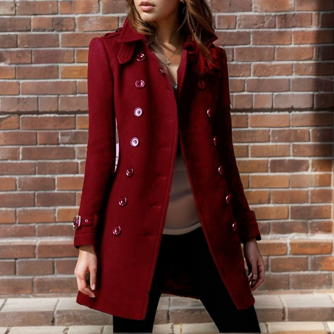 Damen Wollmantel mit stilvollem Knopfdesign EB