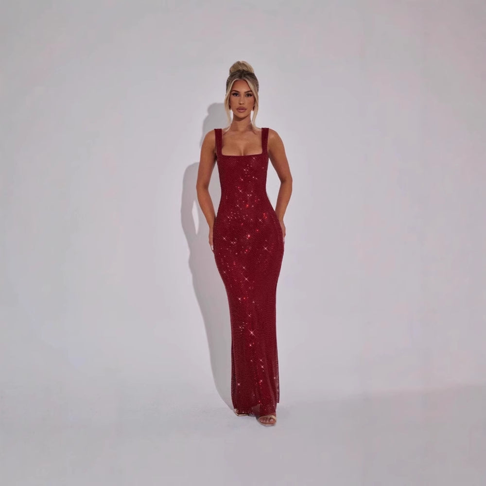 Damen Glamouröses Pailletten-Abendkleid mit figurbetontem Schnitt EB