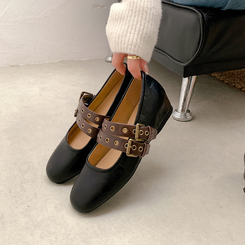 Damen elegante Mary Jane Schuhe mit modischen Schnallen EB