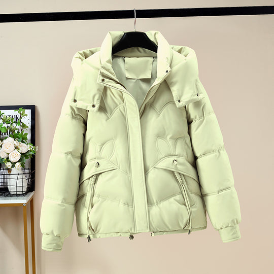 Damen Modische Pufferjacke mit abnehmbarer Kapuze und seitlichen Eingrifftaschen EB