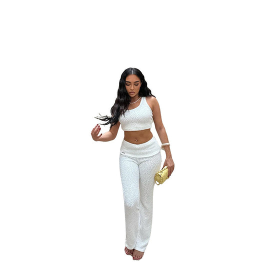Damen trendiges Sport-Outfit mit schickem Oberteil und enganliegenden Leggings EB