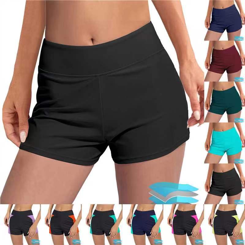 Damen Hochgeschnittene Sport-Badeshorts mit elastischem Bund EB