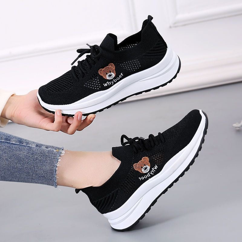 Damen Sportliche Sneakers mit hochwertigem Strick-Obermaterial und elastischem Schnürsystem EB