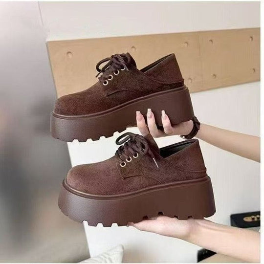 Damen Bequeme Plateau-Schnürschuhe aus Wildleder EB