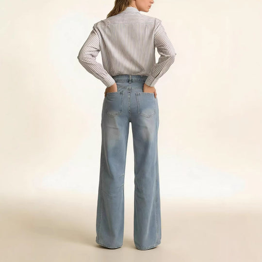 Damen nan schlichtes langarm-Feinstrickshirt mit Rundhalsausschnitt, leicht taillierter Silhouette und elastischem Tragekomfort EB