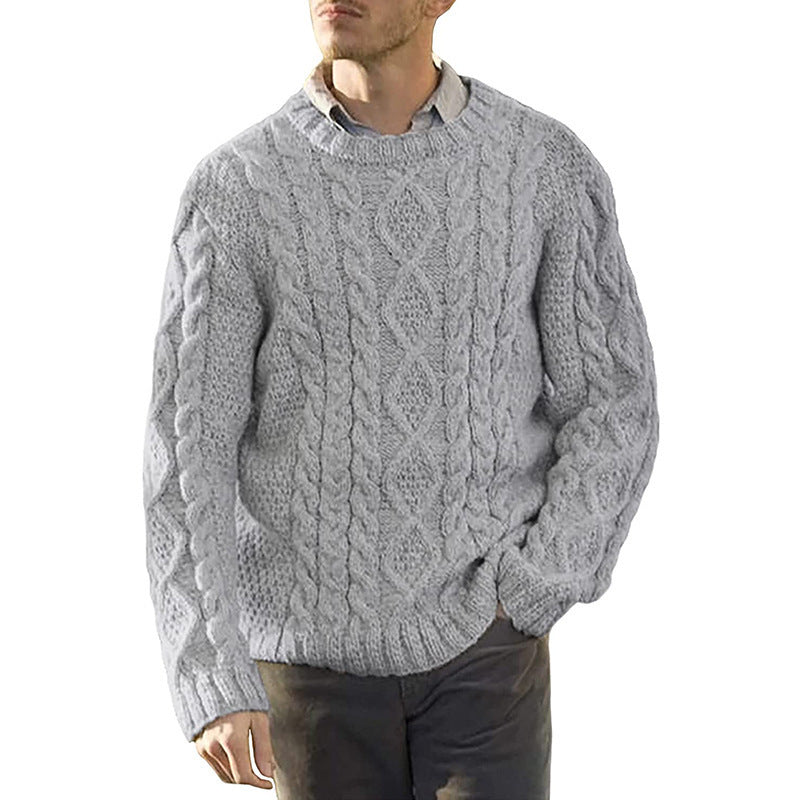 Herren Grobstrickpullover mit klassischem Zopfmuster EB