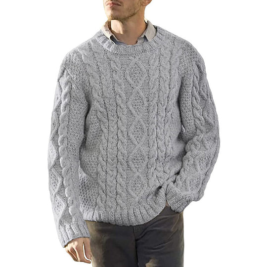 Herren Grobstrickpullover mit klassischem Zopfmuster EB