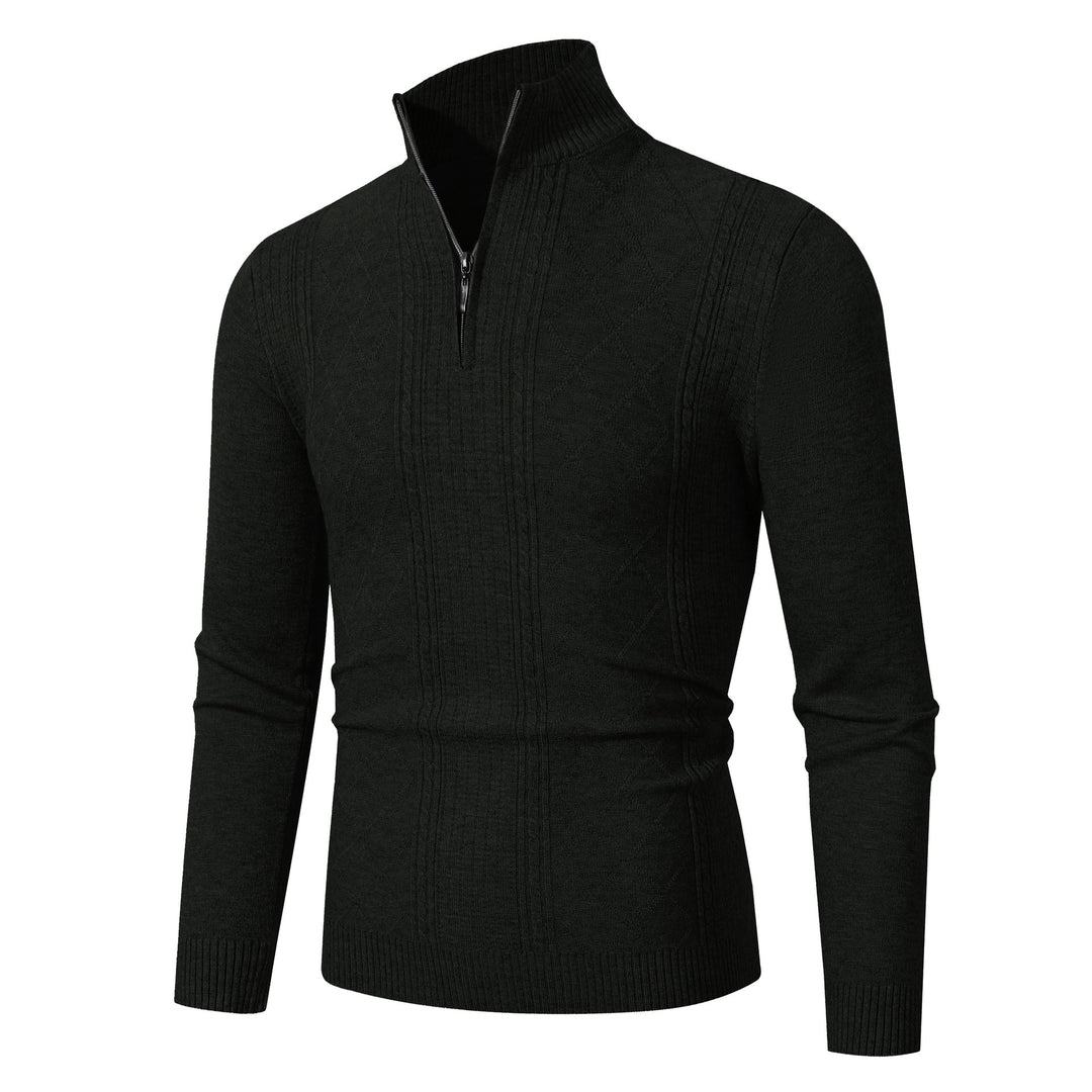Herren eleganter Strickpullover mit Stehkragen und Reißverschluss EB