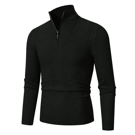 Herren eleganter Strickpullover mit Stehkragen und Reißverschluss EB