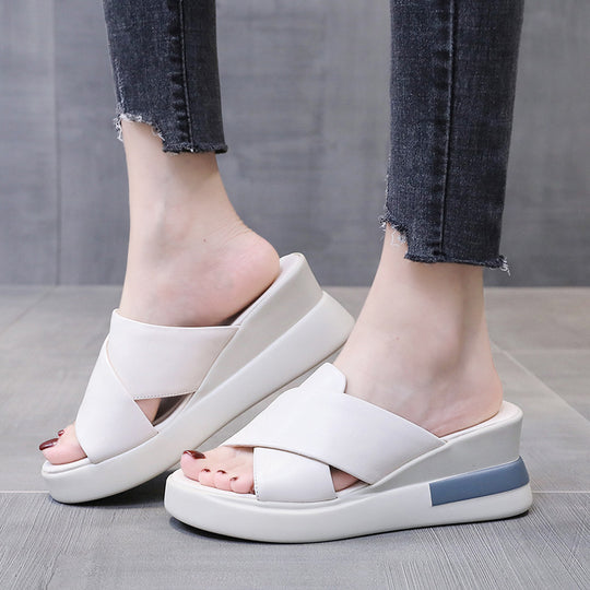 Damen nan Stadtkomfort Keil-Slipper mit ergonomischem viskoelastischem Fußbett und nahtlosem Synthetikobermaterial EB