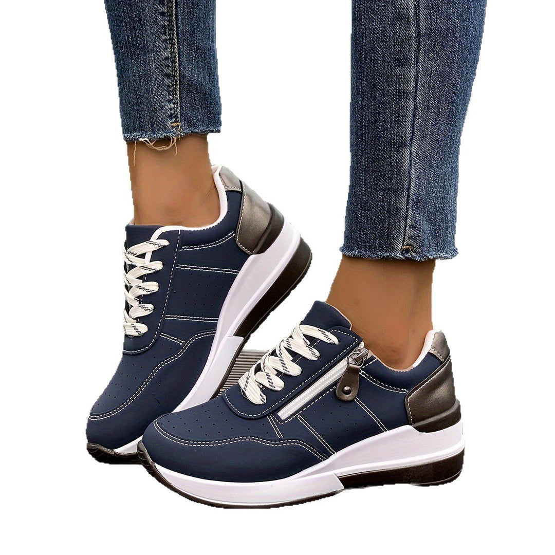 Damen Komfortable Sneaker mit Reißverschluss EB