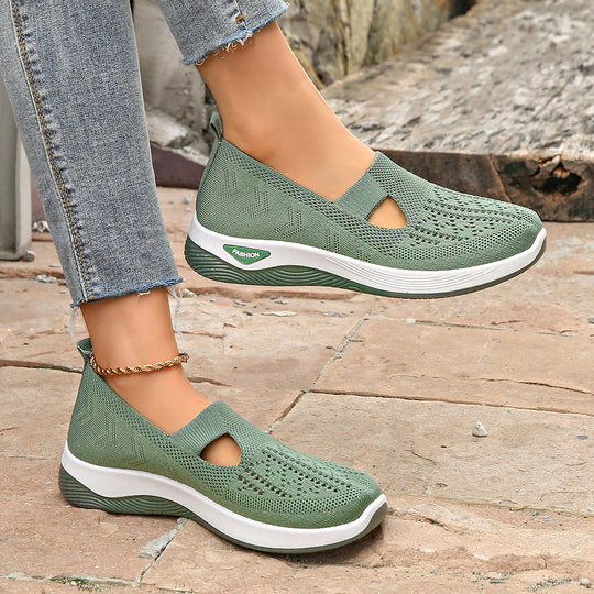 Damen Bequeme Slip-On Sneakers mit atmungsaktiver Netzstruktur EB