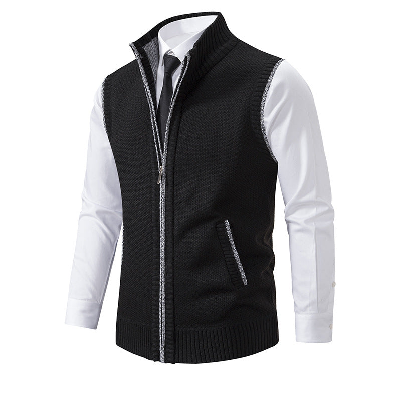 Herren Strickweste mit Reißverschluss und strukturiertem Design EB