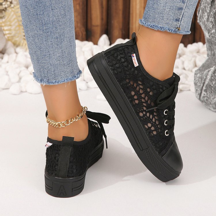 Damen Sneakers aus luftdurchlässigem Netzmaterial mit robustem Leder EB