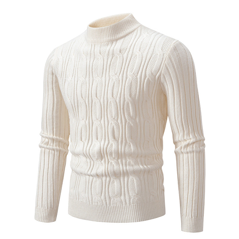 Herren Strickpullover mit magnetischem Zopfmuster und hohem Kragen EB