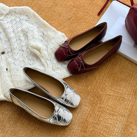 Damen Ballerinas mit dekorativem Riemchen und exklusiver Leder-Oberfläche EB