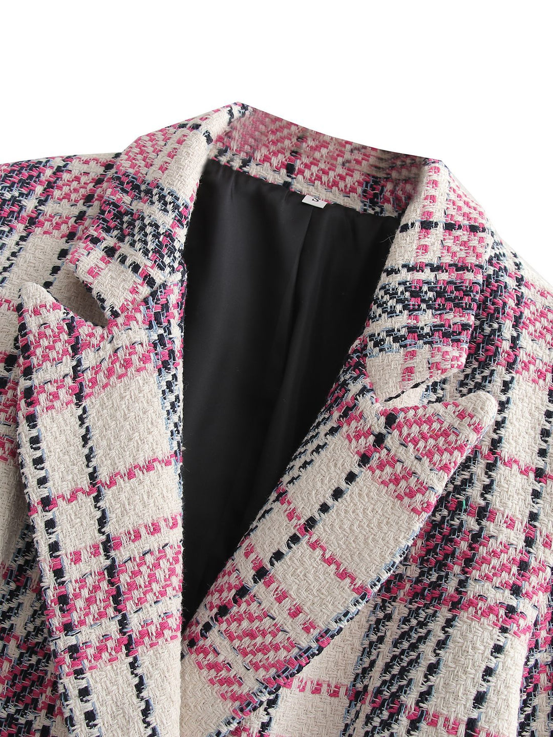 Damen Bouclé-Tweed Longblazer mit Doppelreihigem Verschluss und Pattentaschen EB