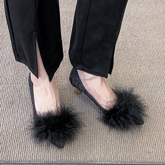 Damen elegante Pumps mit dekorativem Flausche-Akzent EB